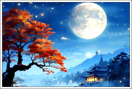 出句：落日空山，霜天冷月，缕缕愁情思俗事